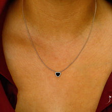 Load image into Gallery viewer, 14k Gold Genuine Diamond Heart w/ Turquoise Black Onyx White Agate Stacking Choker Necklace for Women  Girls Adjustable Length Chain