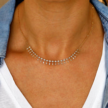 Load image into Gallery viewer, Solid 18k Gold Genuine Natural Diamond Baguette Drop Necklace for Women