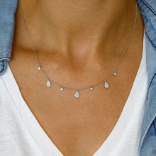 Load image into Gallery viewer, 14K Gold Genuine Diamond Teardrop Dangle Necklace