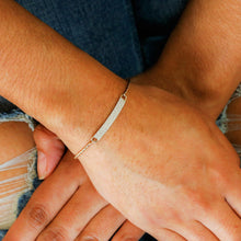 Load image into Gallery viewer, 14k Gold Genuine Diamond Pave Diamond ID Bar Bangle Bracelet Adjustable Length