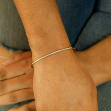 Load image into Gallery viewer, 14k Solid Gold Genuine Natural Diamond Flexible Thin Dainty Bangle Cuff Bracelet