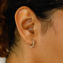 Load image into Gallery viewer, Single (Half Pair) 14k Solid Gold Genuine Natural Diamond 15mm Hinged Huggy Hoop Earrings Reversible