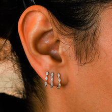 Load image into Gallery viewer, Single (Half Pair) 18k Solid Gold Genuine Natural Marquise Diamond Small Hinged Huggy Hoop Earrings