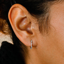 Load image into Gallery viewer, Single (Half Pair) 18k Solid Gold Genuine Natural Marquise Diamond Small Hinged Huggy Hoop Earrings