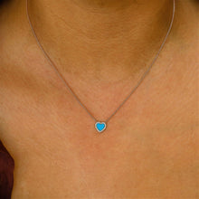 Load image into Gallery viewer, 14k Gold Genuine Diamond Heart w/ Turquoise Black Onyx White Agate Stacking Choker Necklace for Women  Girls Adjustable Length Chain