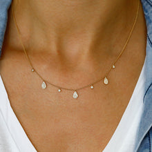 Load image into Gallery viewer, 14K Gold Genuine Diamond Teardrop Dangle Necklace