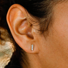 Load image into Gallery viewer, SINGLE (Half Pair) 14K or 18K Solid Gold Genuine Natural Princess Cut Bar Line Earring