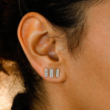 Load image into Gallery viewer, SINGLE (Half Pair) 14K or 18K Solid Gold Genuine Natural Princess Cut Bar Line Earring