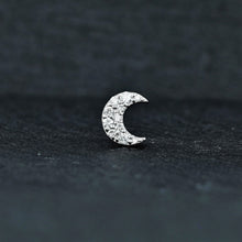 Load image into Gallery viewer, Single (Half Pair) 18k Solid Gold Genuine Natural Diamond Pave Moon Crescent Stud Earring