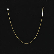 Load image into Gallery viewer, Single (Half Pair) 18k Solid Gold Genuine Natural Diamond Bar and Stud Chain Earring for Dual Piercing