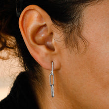 Load image into Gallery viewer, 18k Solid Gold Genuine Natural Diamond Paper Clip Link Hanging Earrings 1.6" Drop