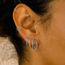 Load image into Gallery viewer, Single (Half Pair) 14k Solid Gold Genuine Diamond Front/Back Hoop Earring  for Women in White Yellow and Rose Gold