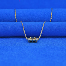 Load image into Gallery viewer, 18k Solid Gold Genuine Natural Emerald Cut Diamond with Halo Necklace for Women with Adjustable Drawstring Chain