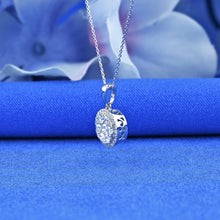 Load image into Gallery viewer, 14k Solid Gold Genuine Natural Diamond with Halo Round Cluster Necklace for Women with Adjustable Drawstring Chain