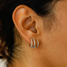 Load image into Gallery viewer, Single (Half Pair) 14k Solid Gold Genuine Natural Diamond 15mm Hinged Huggy Hoop Earrings Reversible