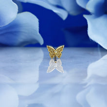 Load image into Gallery viewer, Pair of 14k or 18k Solid Gold Genuine Natural Diamond Pave Butterfly Stud Earrings