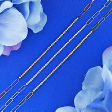 Load image into Gallery viewer, 18k Solid Gold Genuine Natural Diamond .50ct Paper Clip Thin Flexible Tennis Bracelet for Women