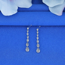 Load image into Gallery viewer, 18k Solid Gold Genuine Natural Diamond Pear Shaped Cluster Hanging Earrings for Women VS Quality 1.25" Length Drop