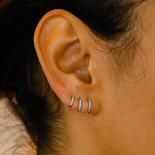 Load image into Gallery viewer, Single (Half Pair) 14k Solid Gold Genuine Diamond Front/Back Hoop Earring  for Women in White Yellow and Rose Gold