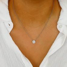 Load image into Gallery viewer, 14k Solid White Gold Genuine Natural Diamond Cluster Solitaire Necklace