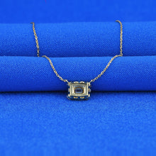 Load image into Gallery viewer, 18k Solid Gold Genuine Natural Emerald Cut Diamond with Halo Necklace for Women with Adjustable Drawstring Chain