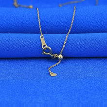 Load image into Gallery viewer, 18k Solid Gold Genuine Natural Emerald Cut Diamond with Halo Necklace for Women with Adjustable Drawstring Chain