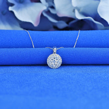 Load image into Gallery viewer, 14k Solid Gold Genuine Natural Diamond with Halo Round Cluster Necklace for Women with Adjustable Drawstring Chain