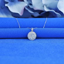 Load image into Gallery viewer, 14k Solid Gold Genuine Natural Diamond with Halo Round Cluster Necklace for Women with Adjustable Drawstring Chain