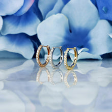 Load image into Gallery viewer, Single (Half Pair) 14k Solid Gold Genuine Natural Diamond 15mm Hinged Huggy Hoop Earrings Reversible