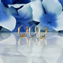 Load image into Gallery viewer, Single (Half Pair) 14k Solid Gold Genuine Natural Diamond 15mm Hinged Huggy Hoop Earrings Reversible