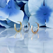 Load image into Gallery viewer, Single (Half Pair) 14k Solid Gold Genuine Natural Diamond 15mm Hinged Huggy Hoop Earrings Reversible