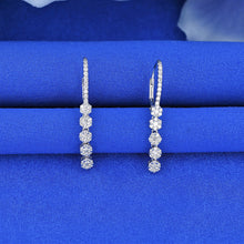 Load image into Gallery viewer, 14k Solid Gold Genuine Natural Diamond Flower Shaped Cluster Hanging Hoop Earrings for Women VS Quality 1.25" Length Drop