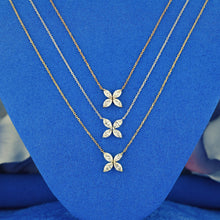Load image into Gallery viewer, 18k Solid Gold Genuine Natural Marquise Diamond Flower Petal Layering Necklace w/ Adjustable Drawstring Chain