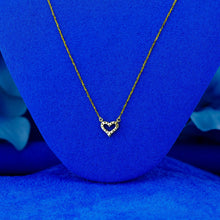 Load image into Gallery viewer, 14k Gold Genuine Diamond Open Heart Necklace Pendant with Adjustable Chain in White Yellow or Rose Gold for Women or Girls