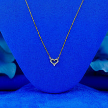 Load image into Gallery viewer, 14k Gold Genuine Diamond Open Heart Necklace Pendant with Adjustable Chain in White Yellow or Rose Gold for Women or Girls