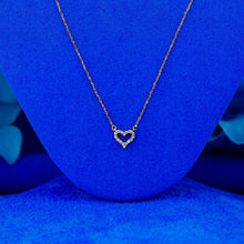 Load image into Gallery viewer, 14k Gold Genuine Diamond Open Heart Necklace Pendant with Adjustable Chain in White Yellow or Rose Gold for Women or Girls