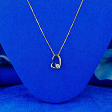Load image into Gallery viewer, 14K Gold Genuine Small Heart Shaped Floating Diamond Minimalist Layering Stacking Necklace w/ Adjustable Drawstring Chain for Women