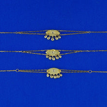 Load image into Gallery viewer, 18k Solid Gold Genuine Natural Diamond Evil Eye Enamel Chain Pink Black Yellow Stacking Layering Bracelet for Women Adjustable Length