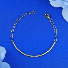 Load image into Gallery viewer, 18k Solid Gold Genuine Natural Diamond .50ct Paper Clip Thin Flexible Tennis Bracelet for Women