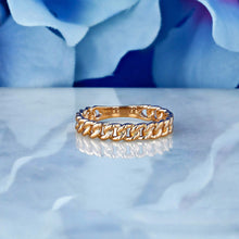 Load image into Gallery viewer, 14k Solid Gold Cuban Curb Link Stacking Band Ring