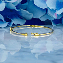 Load image into Gallery viewer, 14k Solid Gold Genuine Natural Diamond Baguette and Round Diamond Emerald Cut Look Statement Bangle for Women White Yellow Rose Gold