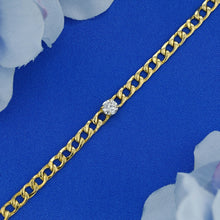 Load image into Gallery viewer, 18k Solid Gold Genuine Natural Diamond Cuban Link Chain Bracelet for Women White Yellow Rose