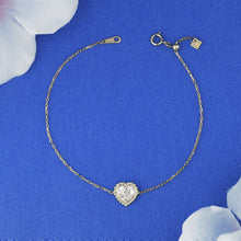Load image into Gallery viewer, 18k Solid Gold Genuine Natural Diamond Pave Heart with Rope Frame Stacking Bracelet