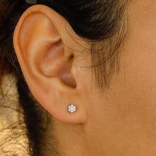 Load image into Gallery viewer, 14k Gold and Genuine Diamond Cluster Stud Earrings for Women with High Quality Diamonds