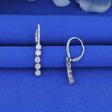 Load image into Gallery viewer, 14k Solid Gold Genuine Natural Diamond Flower Shaped Cluster Hanging Hoop Earrings for Women VS Quality 1.25" Length Drop