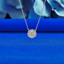 Load image into Gallery viewer, 14k Solid White Gold Genuine Natural Diamond Cluster Solitaire Necklace