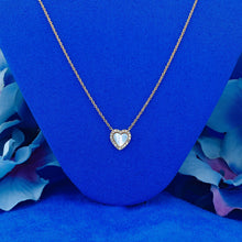 Load image into Gallery viewer, 14k Gold Genuine Diamond Heart w/ Turquoise Black Onyx White Agate Stacking Choker Necklace for Women  Girls Adjustable Length Chain