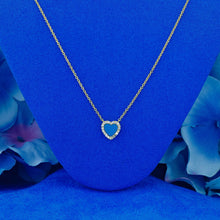 Load image into Gallery viewer, 14k Gold Genuine Diamond Heart w/ Turquoise Black Onyx White Agate Stacking Choker Necklace for Women  Girls Adjustable Length Chain