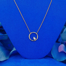 Load image into Gallery viewer, 14K Gold Necklace Genuine Diamond Round Shape Pendant on Chain Adjustable Chain Length for Women Yellow White Rose