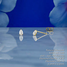 Load image into Gallery viewer, Single (Half Pair) 18k Solid Gold Genuine Natural Pear Shaped Diamond Low Profile Stud Earrings